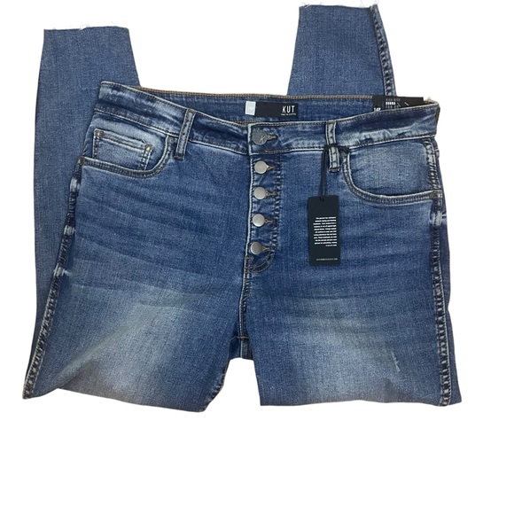 NWT KUT Fron the Kloth 00HIGH RISE DENIM FAB Ankle Skin Button Fly Sz 14P - Picture 1 of 14